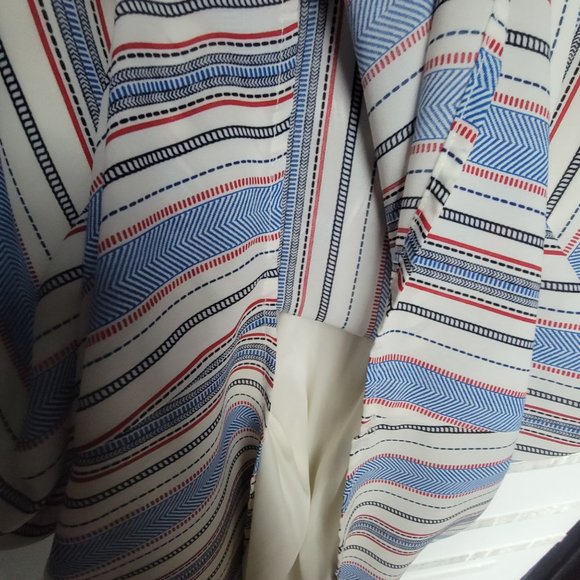 ✨Size M Women's Xhilaration BOHO Striped  Cris Cros Strap Mini Dress White Blue✨ - Picture 7 of 8